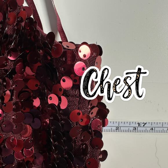 Express X Karla Red Sequin Bodycon Midi Dress Size M Spaghetti Strap Sparkly NWT - Picture 7 of 8